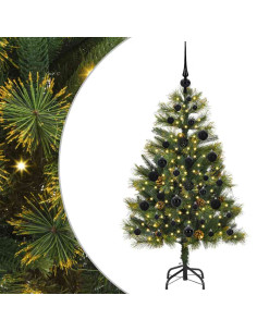 Albero di Natale artificiale pieghevole con coni Verde 120 cm 2