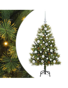 Albero di Natale artificiale pieghevole con coni Verde 120 cm 2