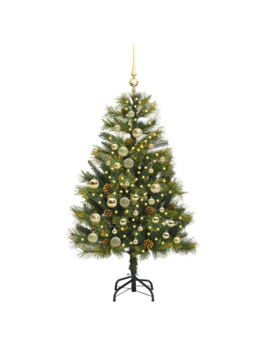 Albero di Natale artificiale pieghevole con coni Verde 120 cm