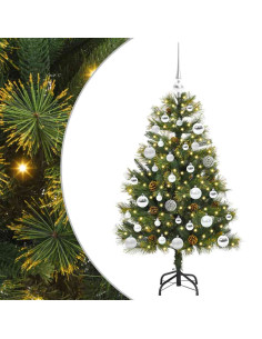 Albero di Natale artificiale pieghevole con coni Verde 120 cm 2
