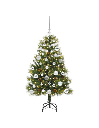Albero di Natale artificiale pieghevole con coni Verde 120 cm