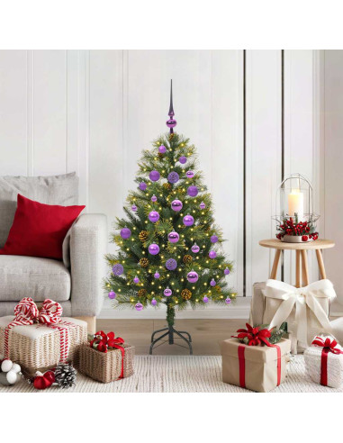 Albero di Natale artificiale pieghevole con coni Verde 120 cm