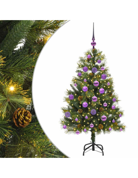 Albero di Natale artificiale pieghevole con coni Verde 120 cm