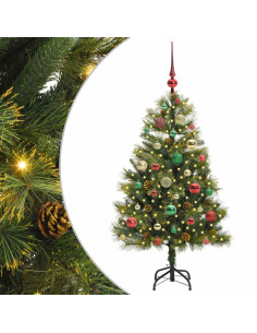 Albero di Natale artificiale pieghevole con coni Verde 120 cm 2