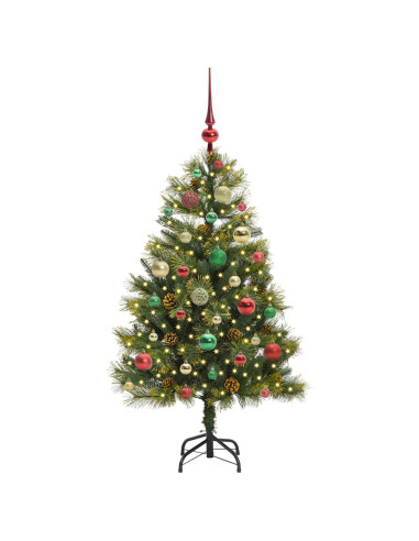 Albero di Natale artificiale pieghevole con coni Verde 120 cm