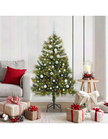 Albero di Natale artificiale pieghevole con coni Verde 150 cm