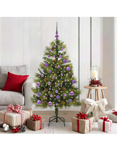 Albero di Natale artificiale pieghevole con coni Verde 150 cm