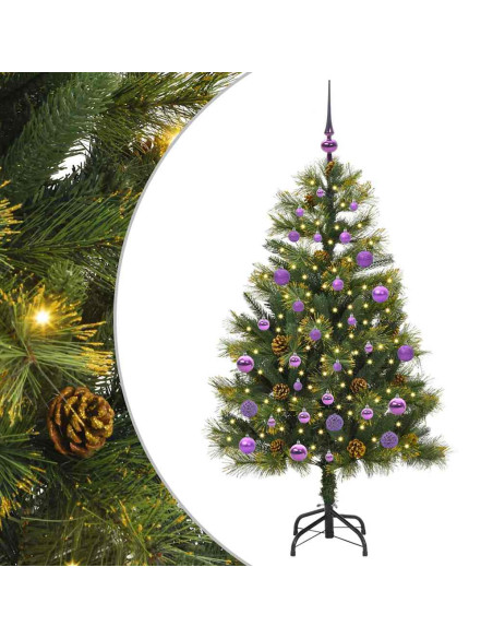 Albero di Natale artificiale pieghevole con coni Verde 150 cm