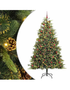 Albero di Natale artificiale pieghevole con coni Verde 240 cm 2