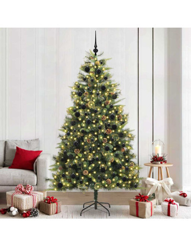 Albero di Natale artificiale pieghevole con coni Verde 240 cm
