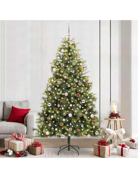 Albero di Natale artificiale pieghevole con coni Verde 240 cm