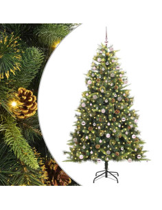 Albero di Natale artificiale pieghevole con coni Verde 240 cm 2