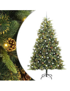 Albero di Natale artificiale pieghevole con coni Verde 240 cm 2