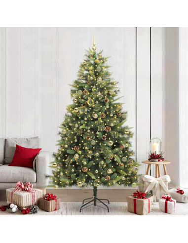 Albero di Natale artificiale pieghevole con coni Verde 240 cm