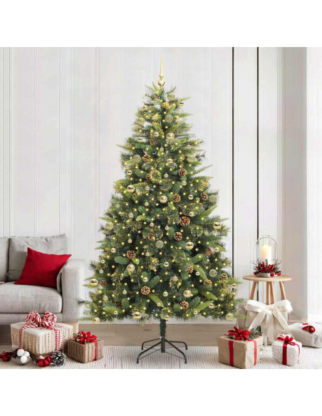 Albero di Natale artificiale pieghevole con coni Verde 240 cm