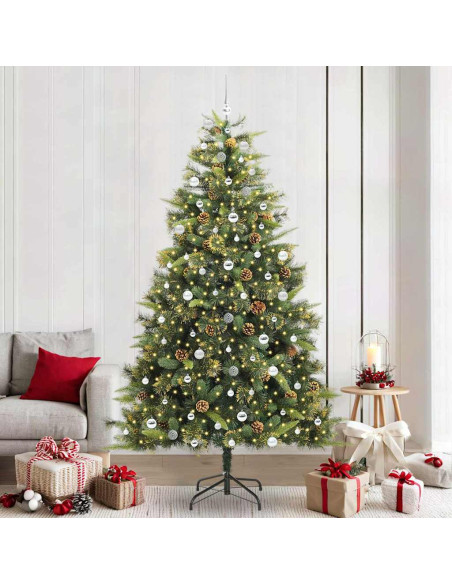 Albero di Natale artificiale pieghevole con coni Verde 240 cm