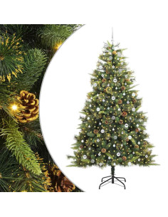 Albero di Natale artificiale pieghevole con coni Verde 240 cm 2