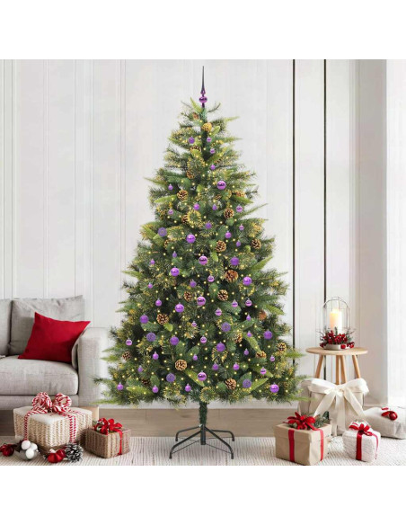 Albero di Natale artificiale pieghevole con coni Verde 240 cm