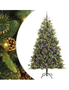 Albero di Natale artificiale pieghevole con coni Verde 240 cm 2