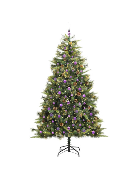 Albero di Natale artificiale pieghevole con coni Verde 240 cm