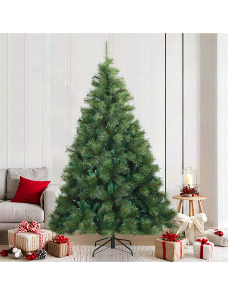 Albero di Natale Artificiale con Rami Pieghevoli Verde 210 cm