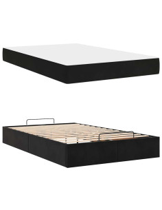 Struttura del letto con materasso Nero 120 x 190 cm Velluto