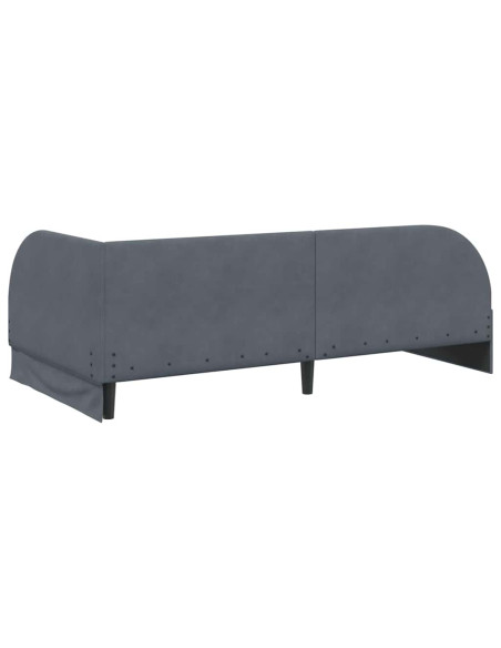Cornice del letto ad angolo Grigio scuro 100 x 200 cm Velluto