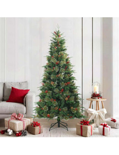Albero di Natale Artificiale con Rami Pieghevoli Verde 210 cm