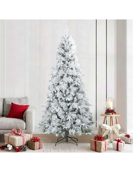 Albero di Natale Artificiale Snodato Foderato di Neve Bianco