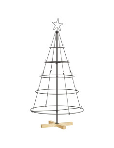 Albero a Cono di Natale con supporto Nero 125 cm Acciaio
