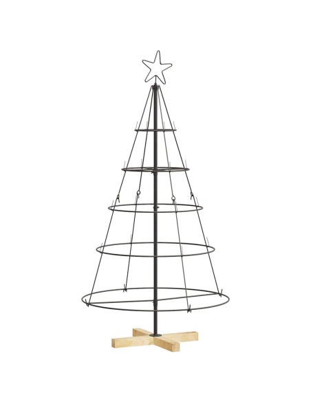 Albero a Cono di Natale con supporto Nero 125 cm Acciaio