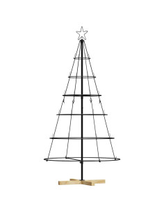 Albero a Cono di Natale con supporto Nero 150 cm Acciaio