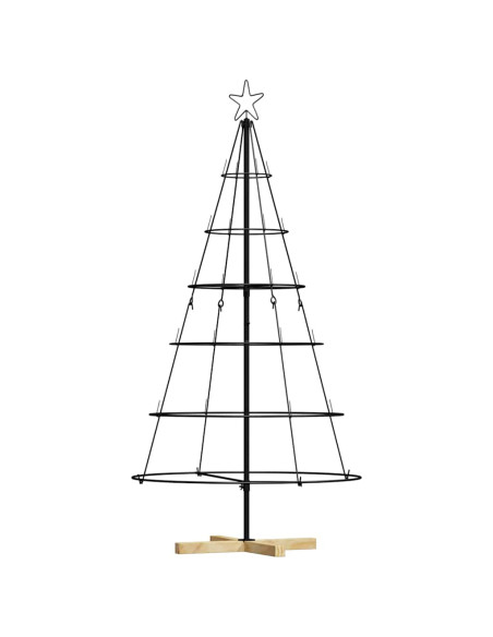 Albero a Cono di Natale con supporto Nero 150 cm Acciaio