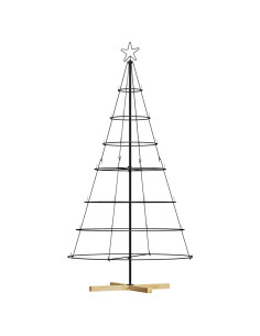 Albero a Cono di Natale con supporto Nero 180 cm Acciaio