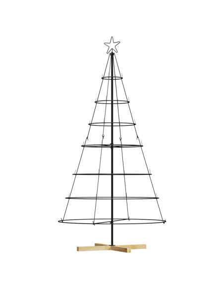 Albero a Cono di Natale con supporto Nero 180 cm Acciaio