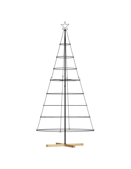Albero a Cono di Natale con supporto Nero 210 cm Acciaio