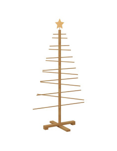 Albero di Natale in legno con supporto Marrone 125 cm Bambù