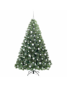 Albero di Natale artificiale con 300 LED Verde 180 cm PE e PVC