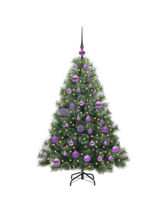 Albero di Natale artificiale con 150 LED Verde 120 cm PE e PVC