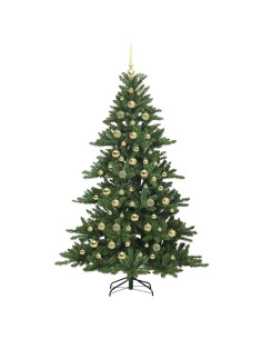 Albero di Natale Artificiale con Rami Pieghevoli Verde 210 cm