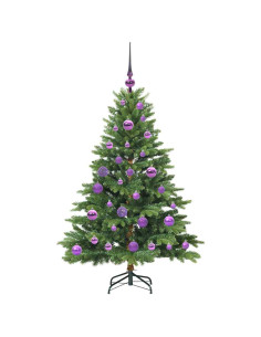 Albero di Natale artificiale con 150 LED Verde 120 cm PE e PVC