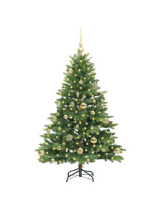 Albero di Natale artificiale con 150 LED Verde 120 cm PE e PVC