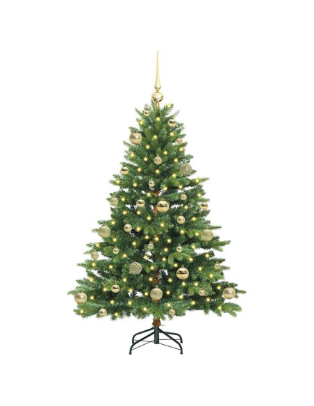 Albero di Natale artificiale con 150 LED Verde 120 cm PE e PVC