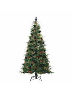 Albero di Natale Artificiale con Rami Pieghevoli Verde 210 cm