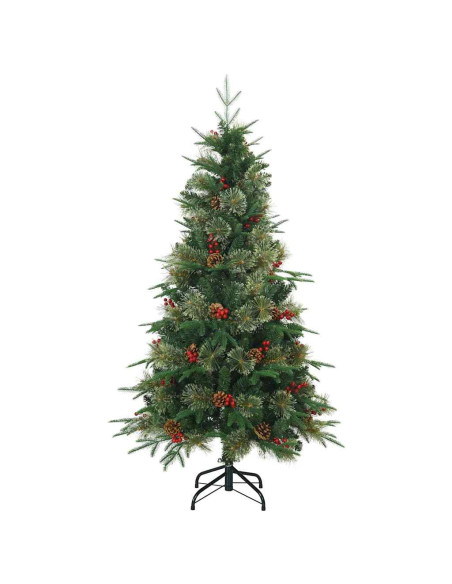 Albero di Natale Artificiale con Rami Pieghevoli Verde 120 cm