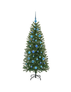 Albero di Natale artificiale con 150 LED Verde 150 cm PE e PVC