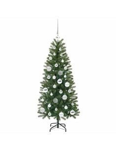 Albero di Natale artificiale con 150 LED Verde 120 cm PE e PVC