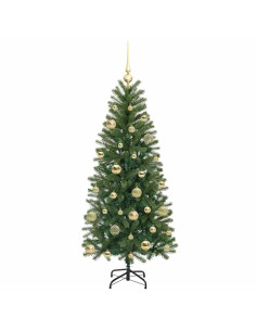Albero di Natale artificiale con 150 LED Verde 150 cm PE e PVC