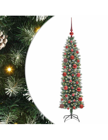 Albero di Natale Artificiale Sottile Verde e bianco 120 cm
