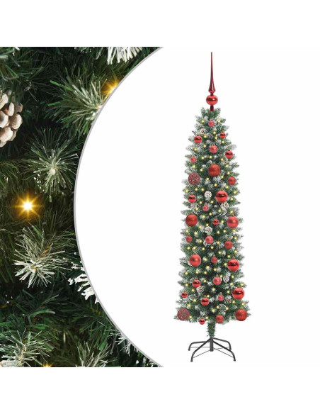 Albero di Natale Artificiale Sottile Verde e bianco 120 cm